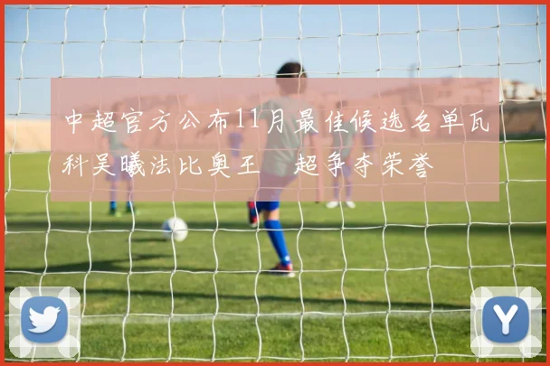 中超官方公布11月最佳候选名单瓦科吴曦法比奥王燊超争夺荣誉
